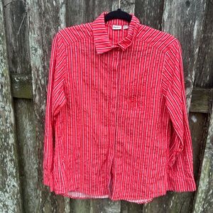 Rhythm Red Striped Button Down Shirt
